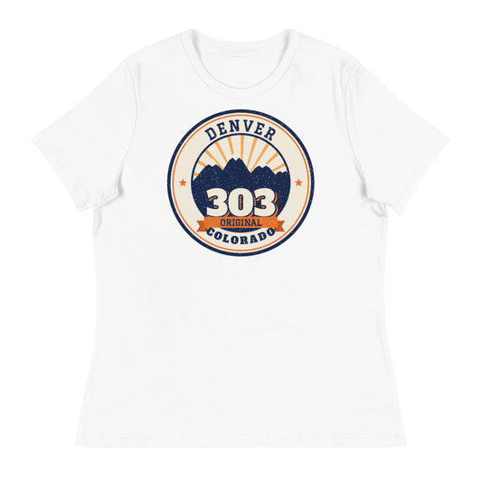 Women's 303 Original Denver Relaxed Tee in white, front view