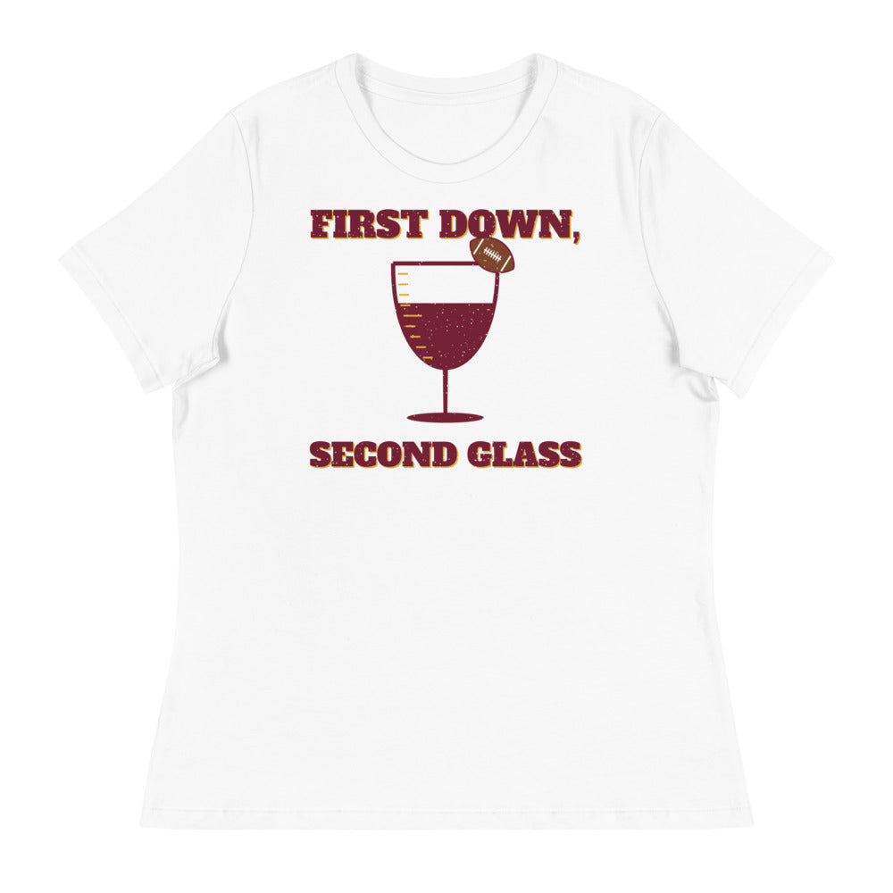 Women's First Down, Second Glass Relaxed Tee in white, front view