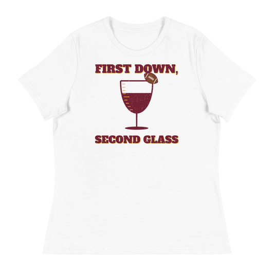 Women's First Down, Second Glass Relaxed Tee in white, front view