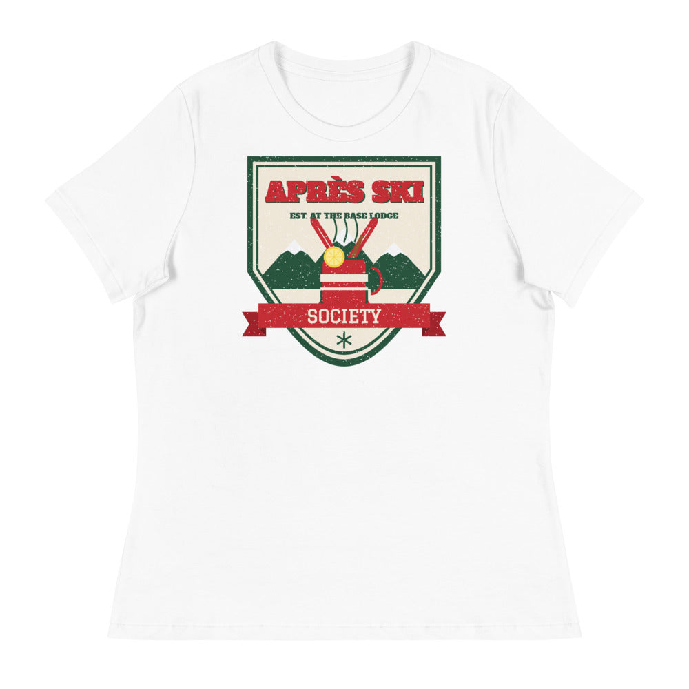 Women's Après Ski Society Relaxed Tee in white, front view