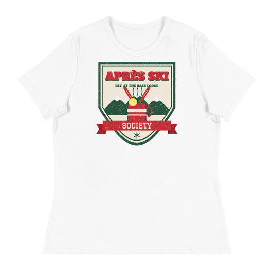 Women's Après Ski Society Relaxed Tee in white, front view