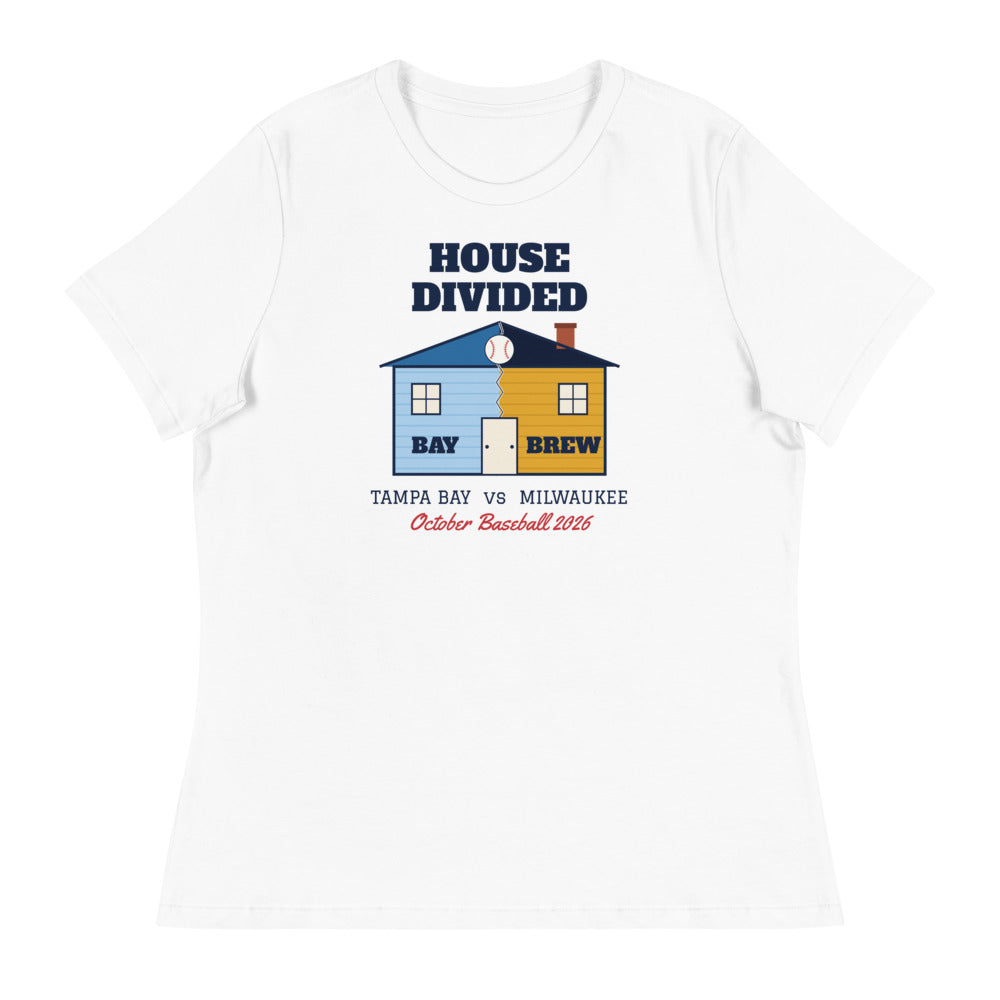Women's House Divided Tampa Bay vs Milwaukee Relaxed Tee in white, front view