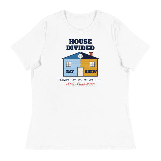Women's House Divided Tampa Bay vs Milwaukee Relaxed Tee in white, front view